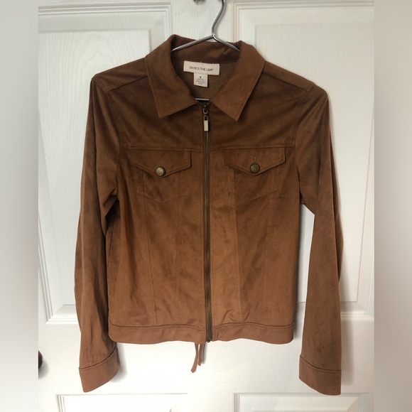 Skyes the Limit Suede Brown Tie In Back Zip up Jacket Size Small - Picture 1 of 10